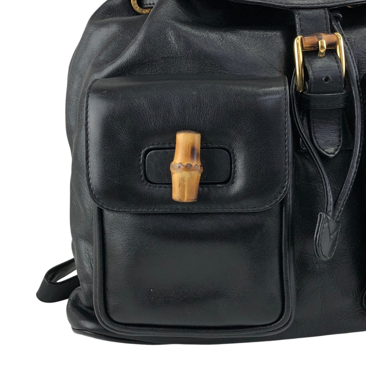 GUCCI Bamboo Double Pocket Backpack Black Vintage 3ug5ej