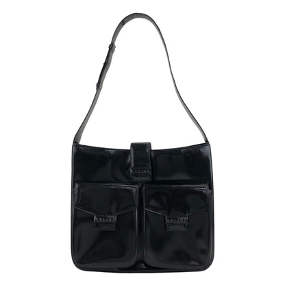 CELINE Logo Shoulder bag Black Vintage tabt7f