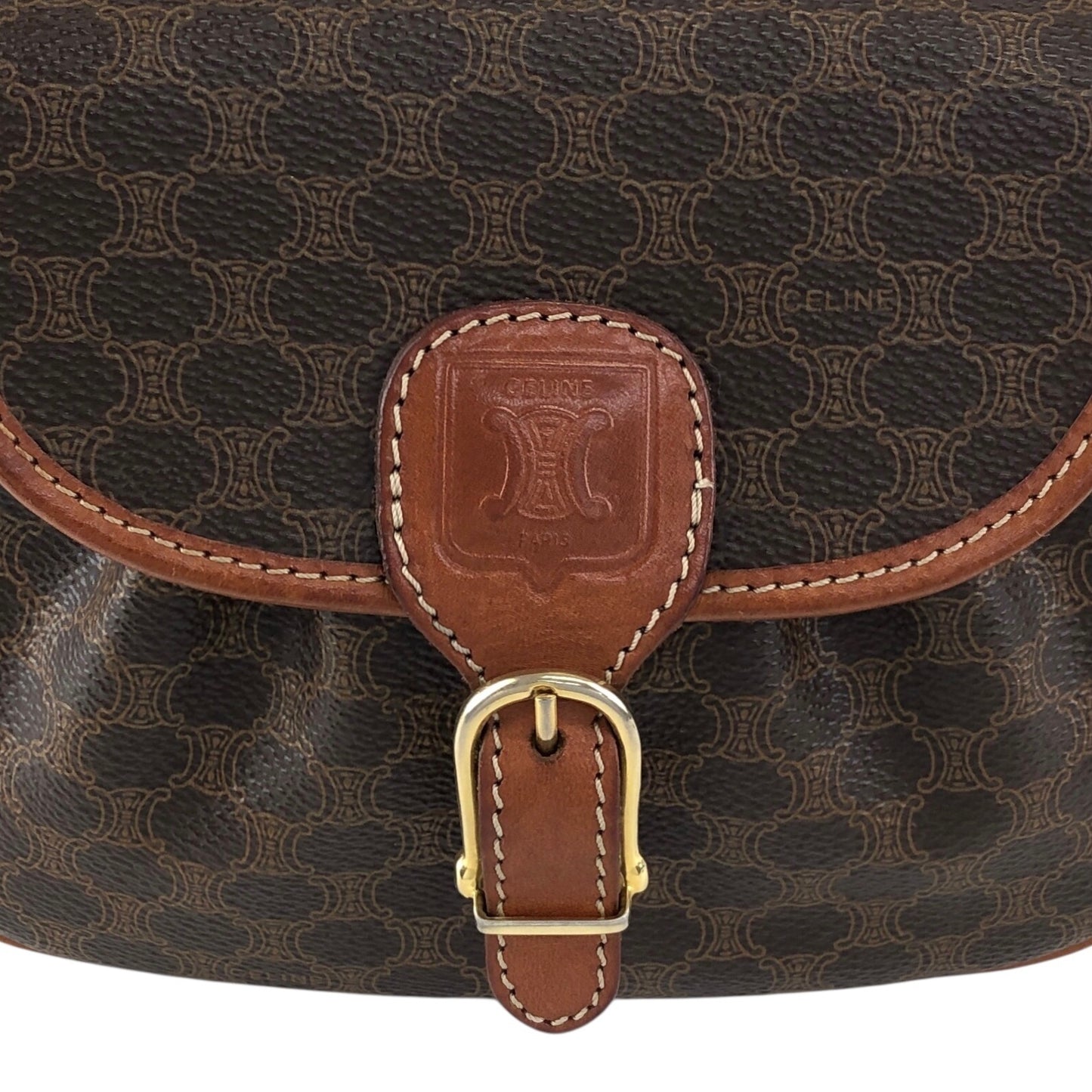 CELINE Macadam Blason Shoulder bag Brown Vintage w4w3x4
