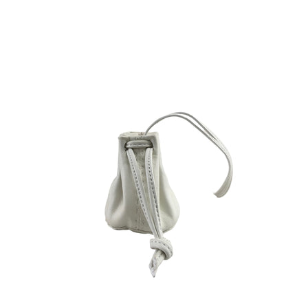 CELINE Logo Embossed Drawstring Pouch White Vintage awkw87