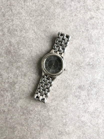 Yves Saint Laurent YSL Logo Quartz Watch Silver 6031-G11680 Vintage nkprwd