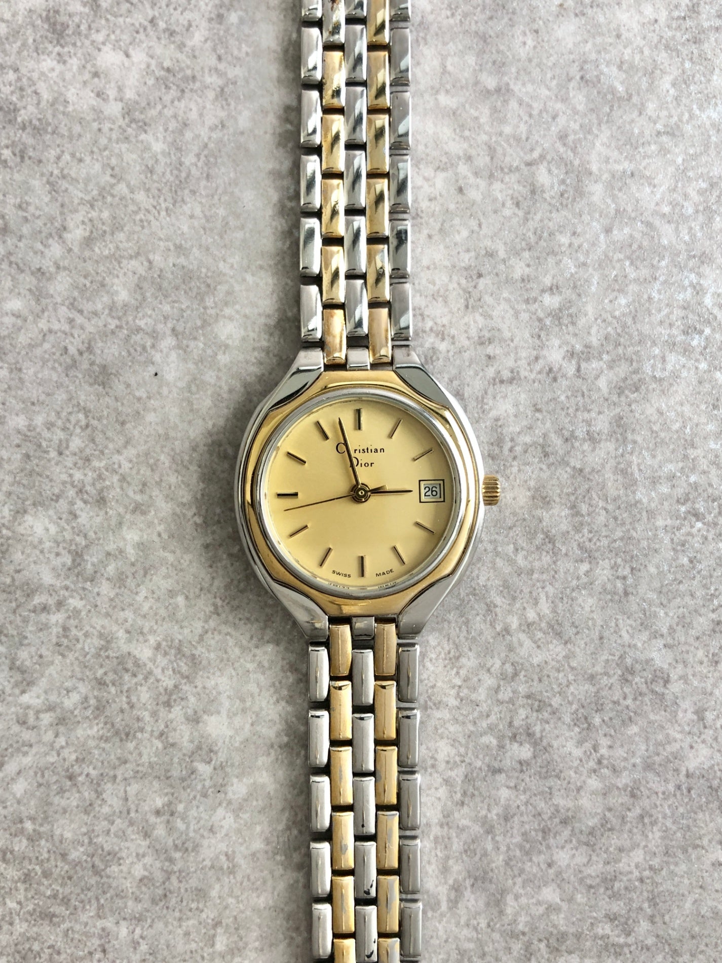 Christian Dior Quartz Watch Gold×Silver 3001 Vintage 3wb7km