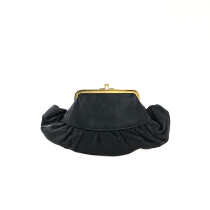Christian Dior Logo Charm Metal Clasp Leather Pouch Black Vintage 4stjkz