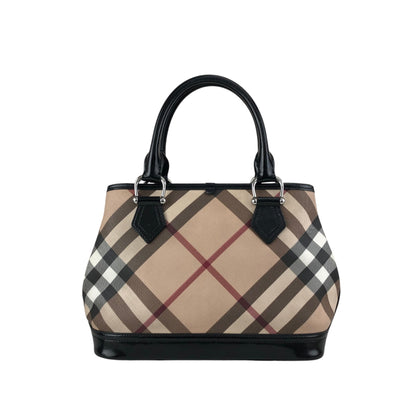 BURBERRY Check Handbag Beige Vintage y44p83