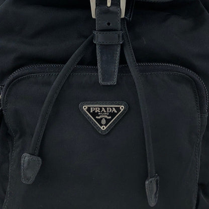 PRADA Tessuto Triangle Logo Front Pocket  Backpack Black Vintage nnyiv2