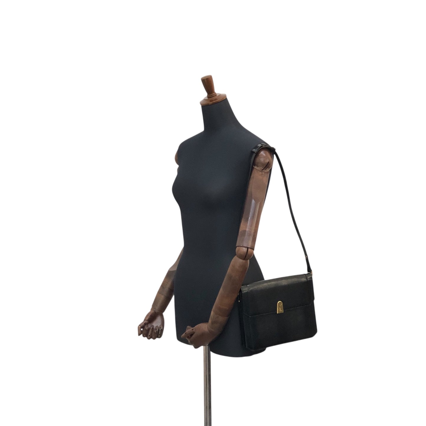 Yves Saint Laurent YSL Logo Handbag Shoulder bag Black Vintage 5nbvi3