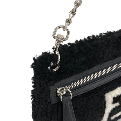 FENDI Logo Chain Handbag Black Vintage c34f5u