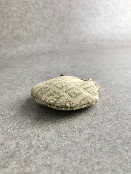 FENDI Zucchino Metal Clasp Coin Purse Beige Vintage fk2n4w
