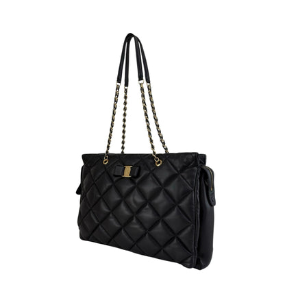 Salvatore Ferragamo Vala Ribbon Chain Shoulder bag Black Vintage 8dgp7p