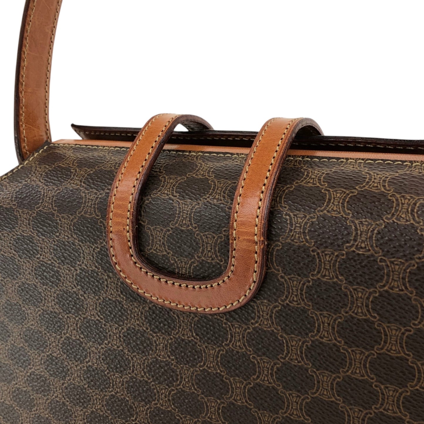 CELINE Macadam Gancini Handbag Brown Vintage hjb52j