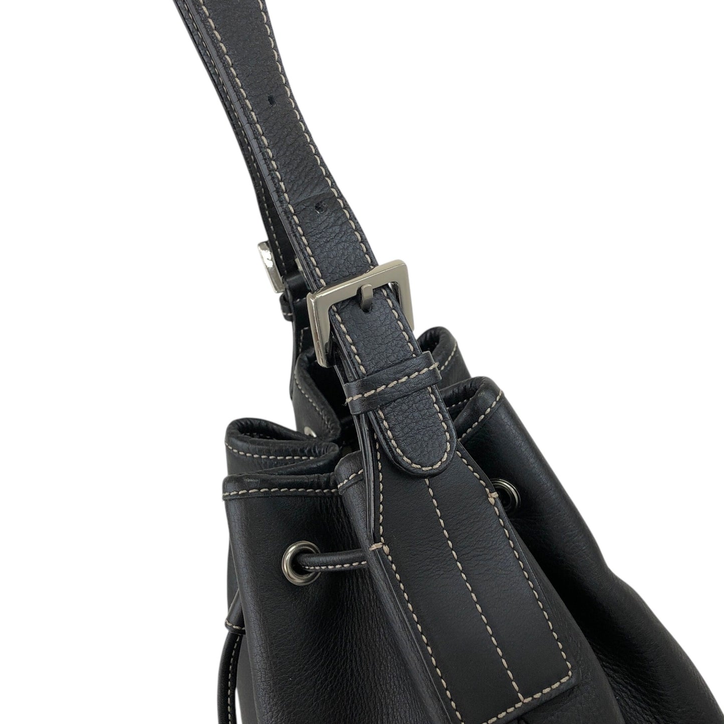 BURBERRY Nova Check Drawstring Shoulder bag Black Vintage 4iaxcb