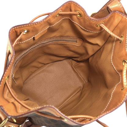CELINE Macadam Blason Drawstring Shoulder bag Brown Vintage 7ce2it
