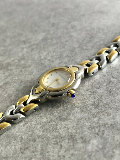 Yves Saint Laurent Logo Quartz Watch Silver×Gold 5420-F45278 Vintage 46jnbp
