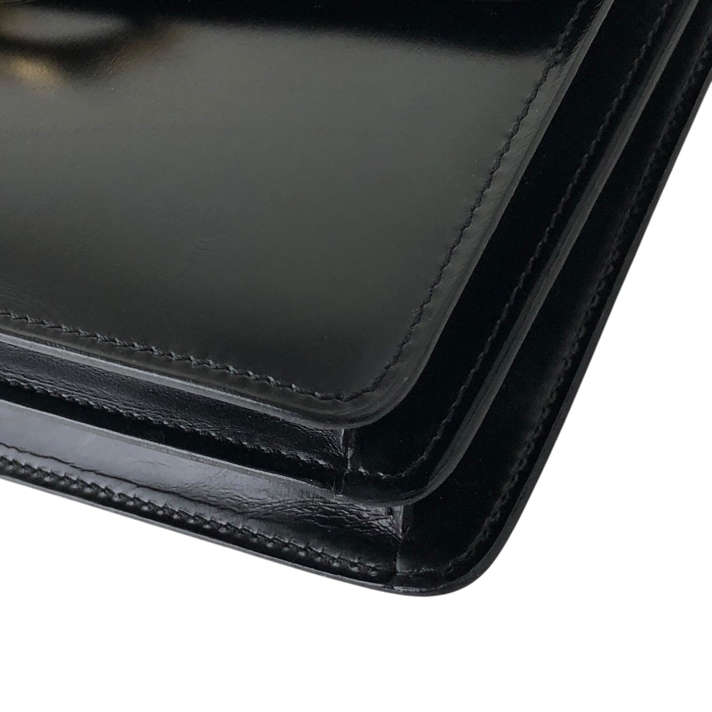 CELINE Horse Bit Double Flap Handbag Black Vintage eysscs