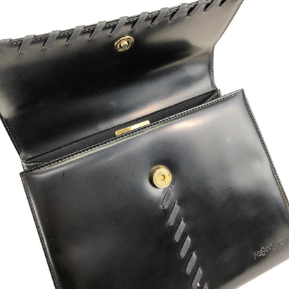 Yves Saint Laurent Logo Embossed Stitch Top Handle Handbag Black Vintage 5rym7i