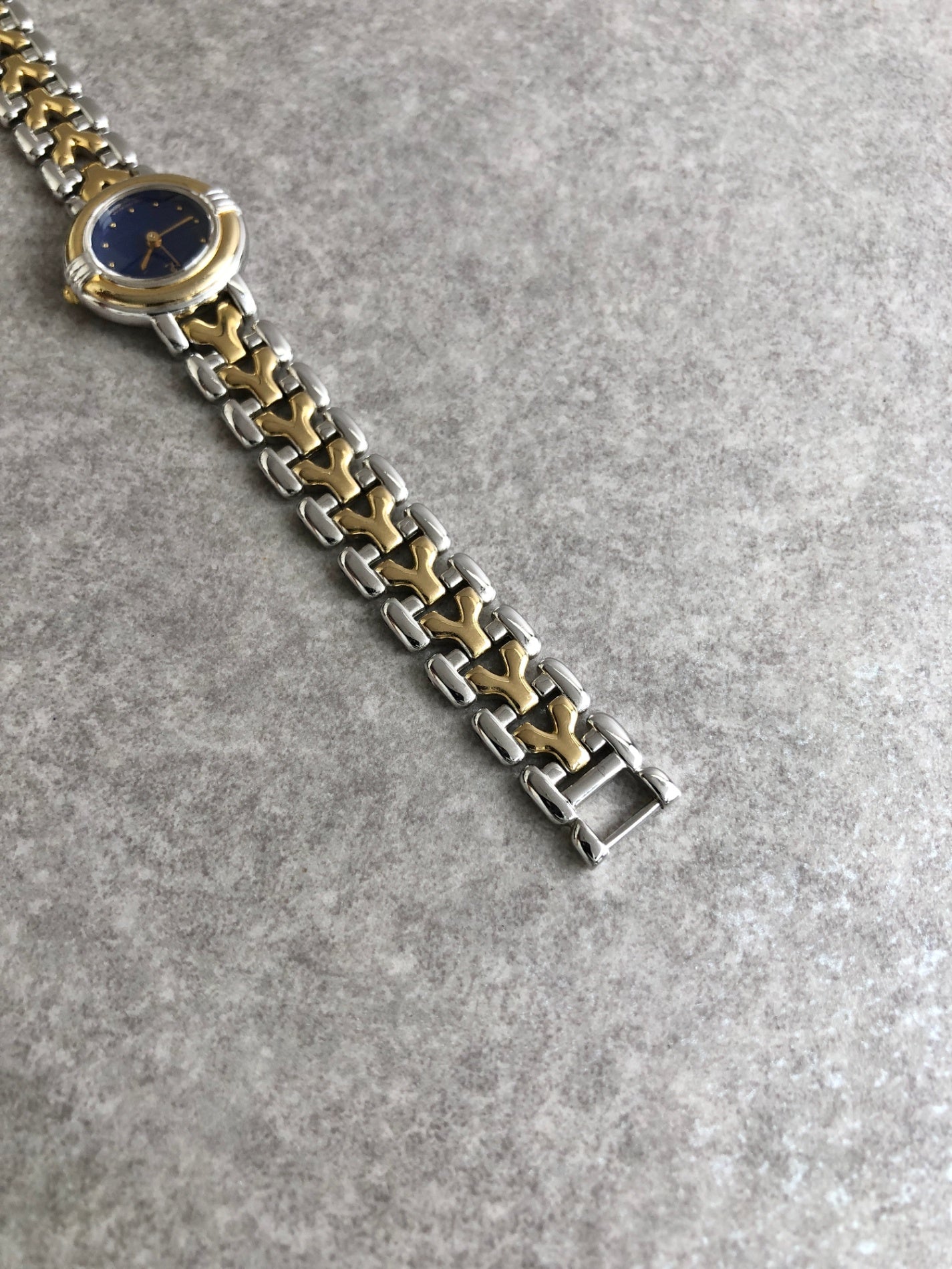 Yves Saint Laurent YSL Logo Watch Silver×Gold 5430-F43089 Vintage zbnrnv