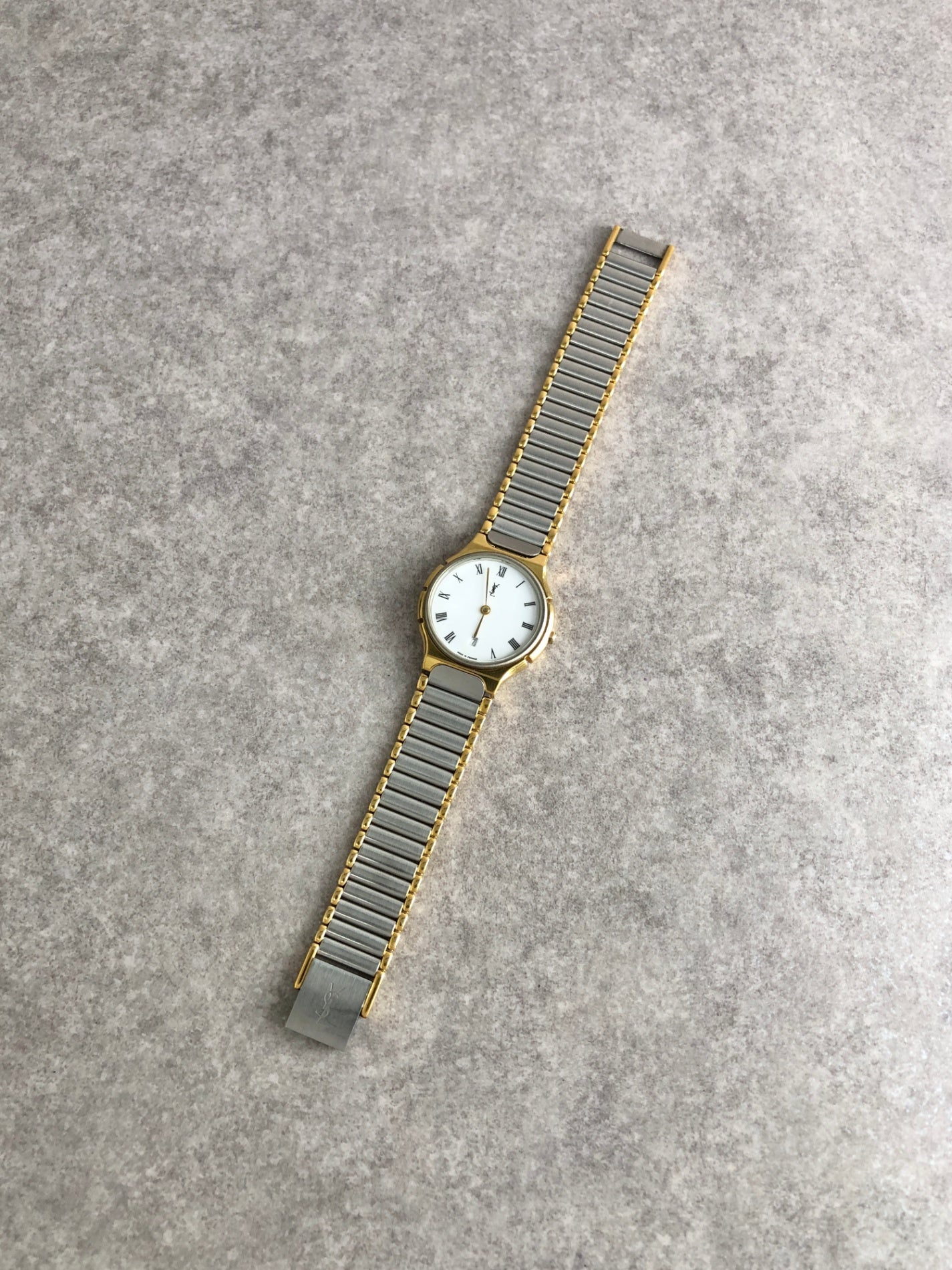 Yves Saint Laurent YSL Logo Watch Silver 345010 Vintage mg725r