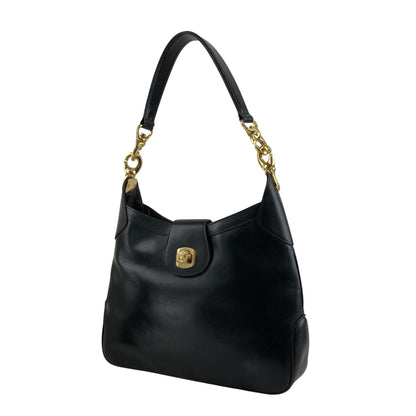 CELINE Blason Turn Lock Shoulder bag Hobobag Black Vintage re82zm