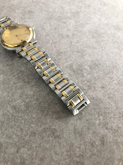 GUCCI Logo Quartz Watch Silver×Gold 9000G Vintage gmtubj