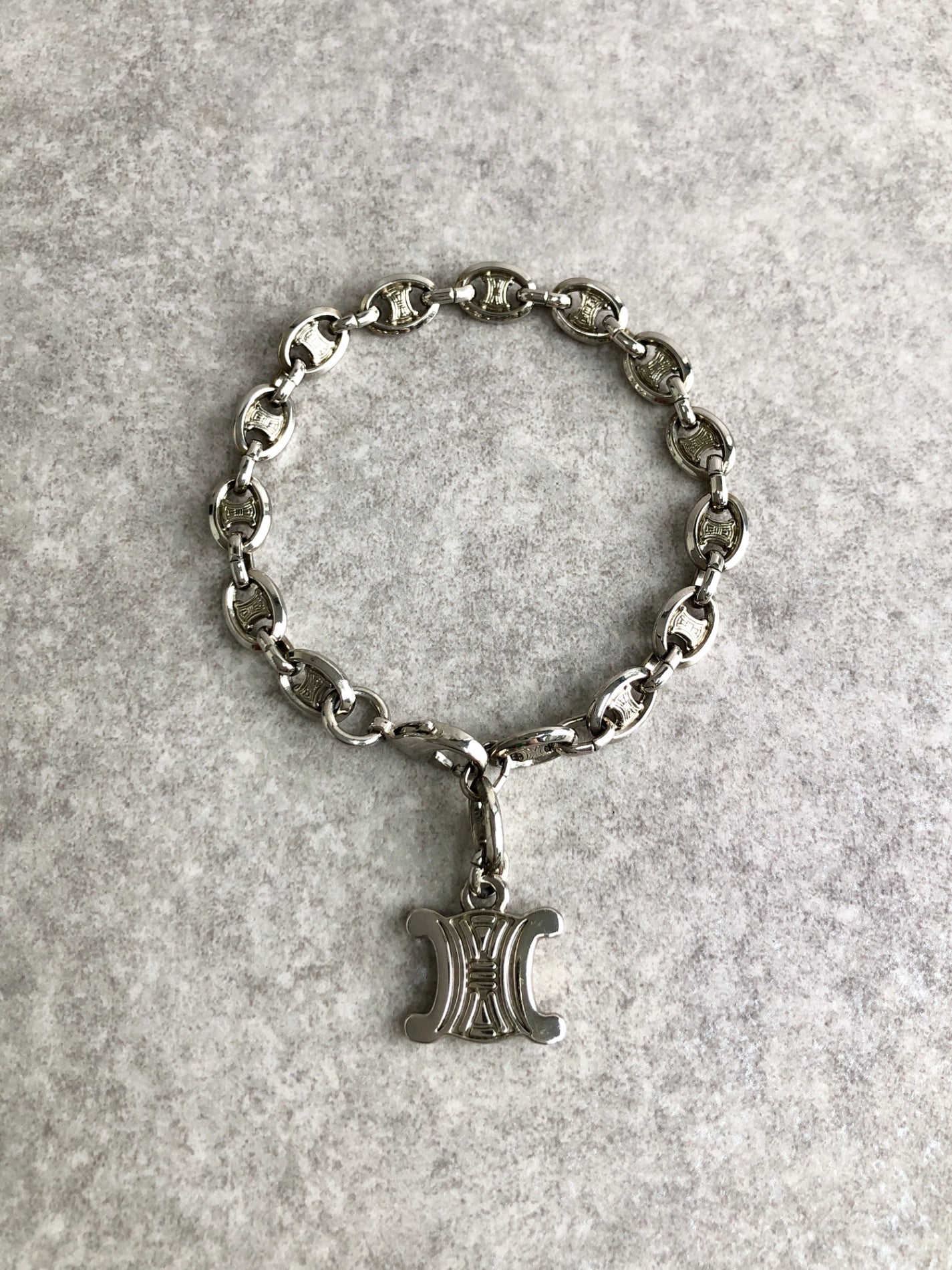 CELINE Triomphe Bracelet Silver Vintage 7vb4pd