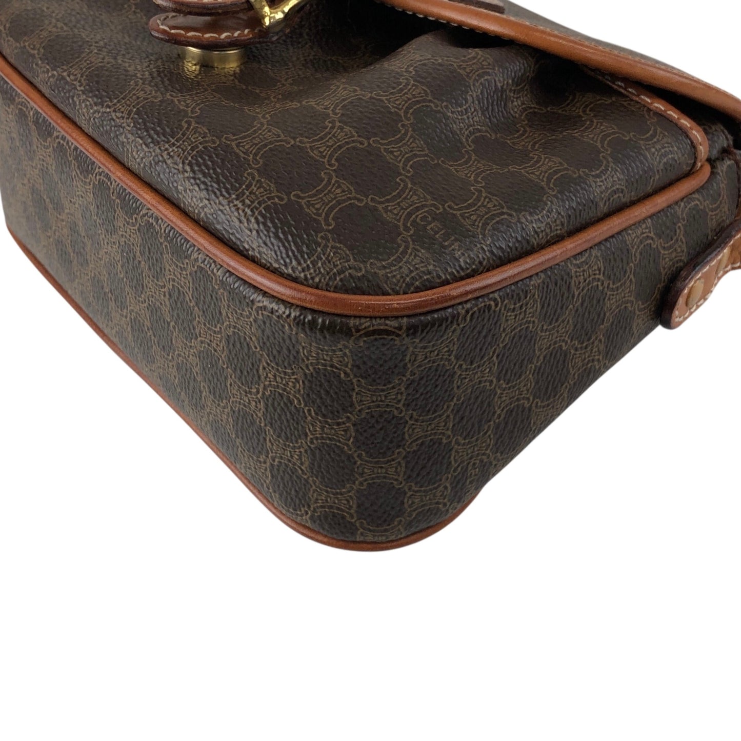 CELINE Macadam Blason Front Buckle  Shoulder bag Brown Vintage gzgnsp