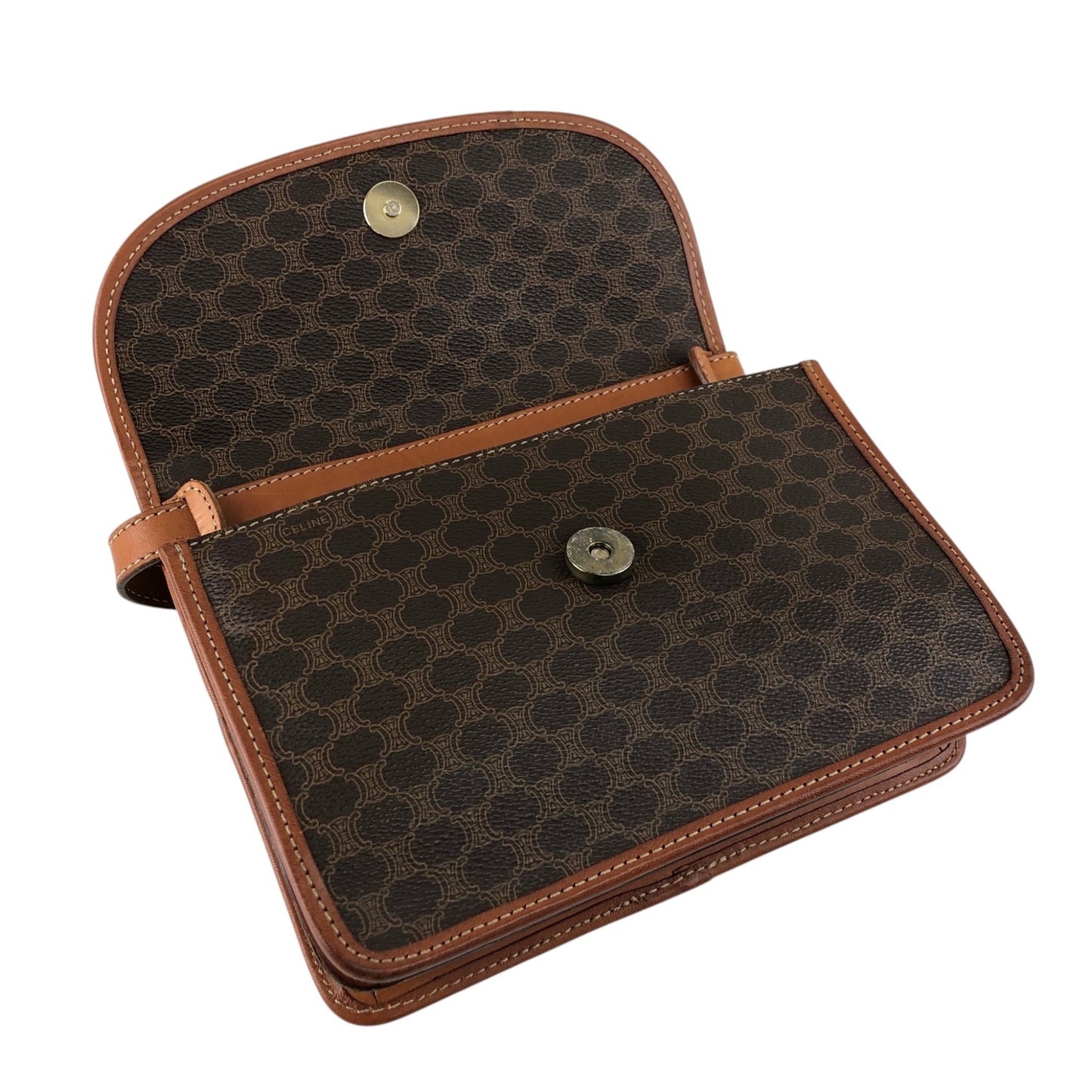 CELINE Macadam Blason Shoulder bag Brown Vintage ytvnjg