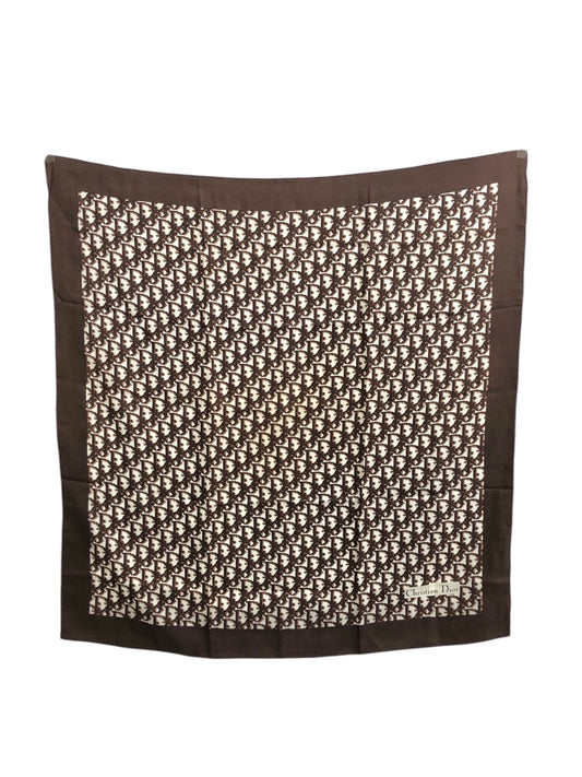 Christian Dior Trotter Scarf Brown SILK100% Vintage 7eak6f