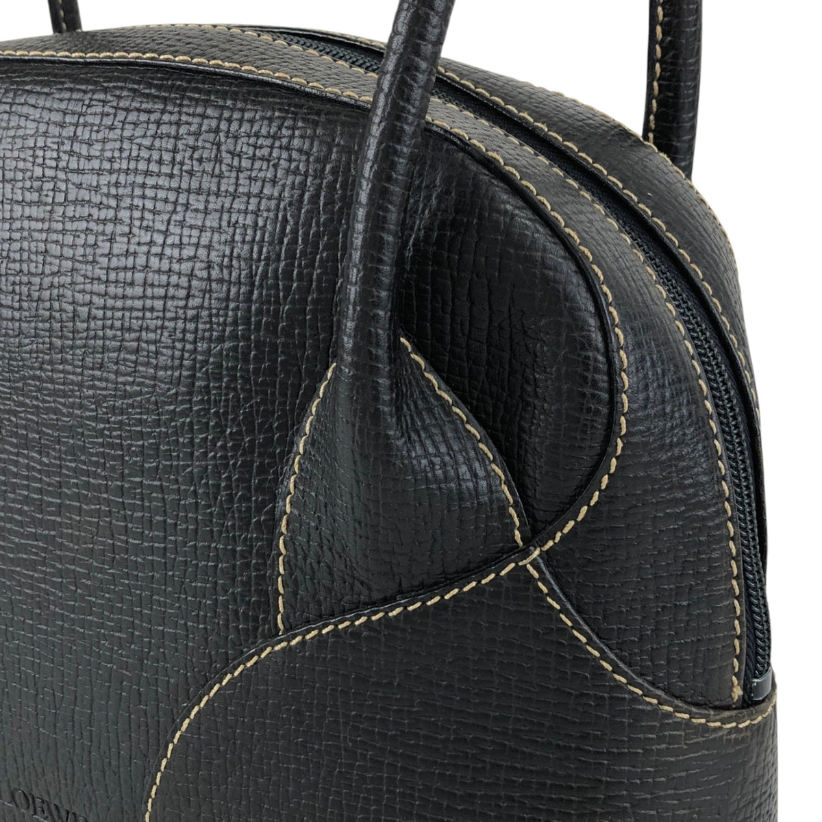 LOEWE Logo Embossed Handbag Black Vintage xuiewb