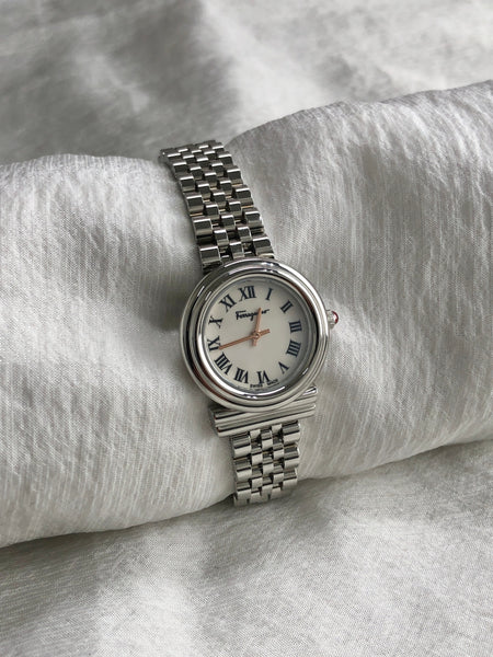 Salvatore Ferragamo Logo Quartz Watch Silver SFMV00322 Vintage