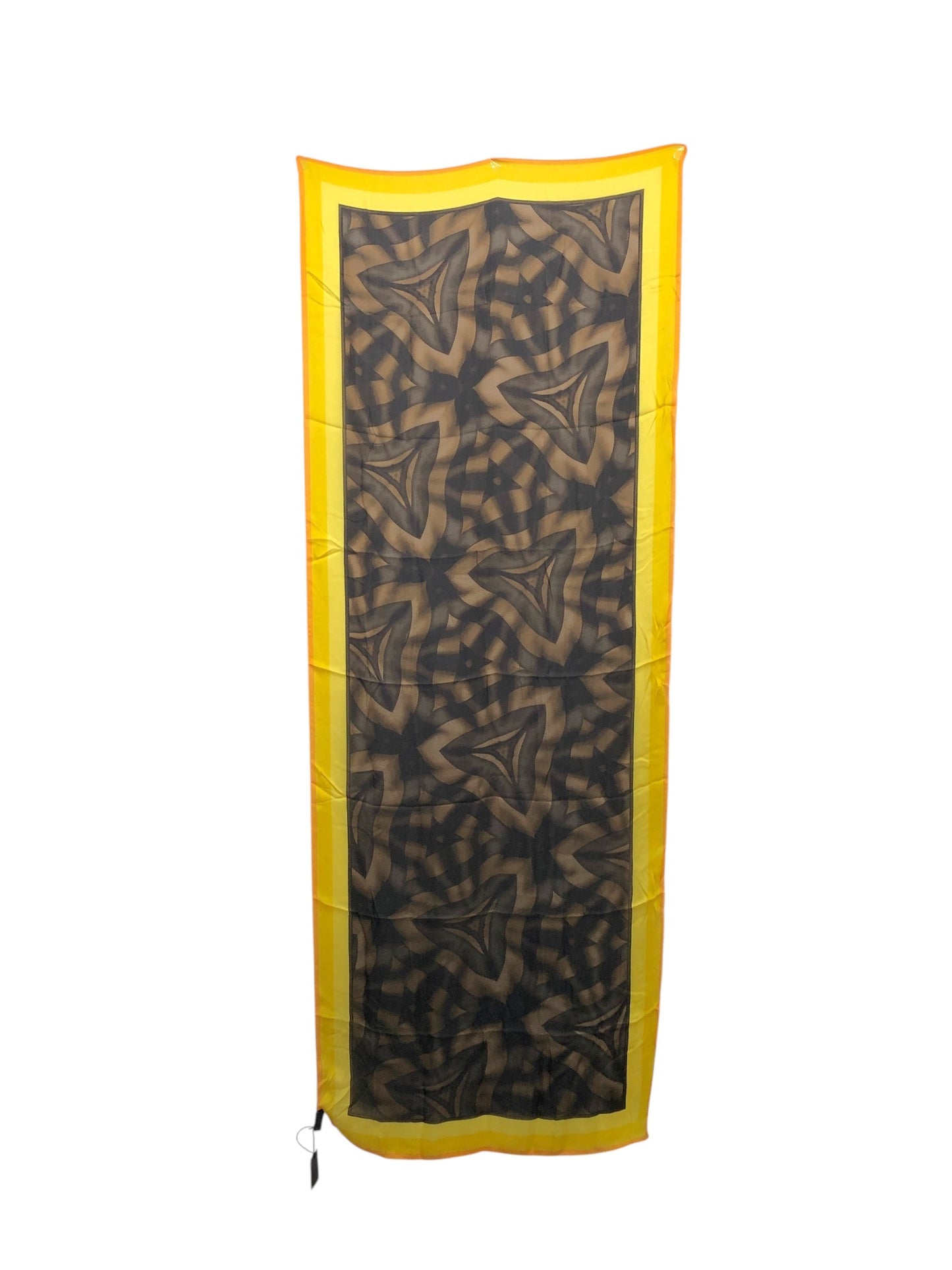 FENDI SILK Scarf yellow×Brown Vintage khmbct