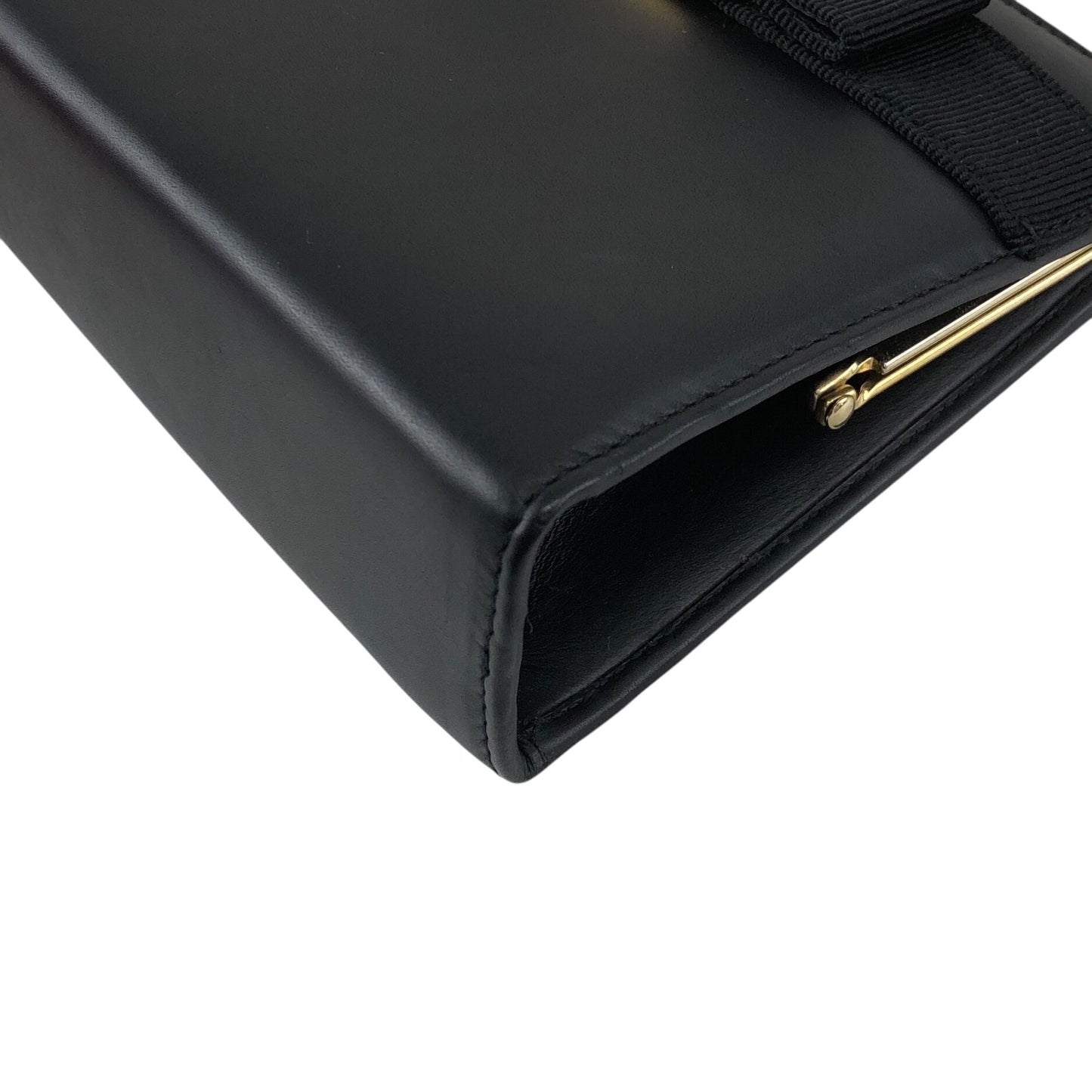 Salvatore Ferragamo Vala Ribbon Small Chain Shoulder bag Black Vintage y5f4jw