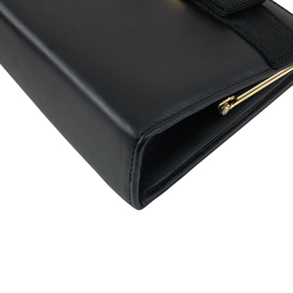 Salvatore Ferragamo Vala Ribbon Small Chain Shoulder bag Black Vintage y5f4jw
