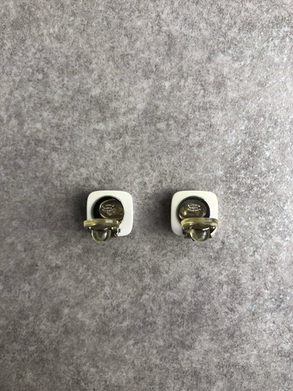 CHANEL Coco Mark Earrings White Vintage pfkb7h