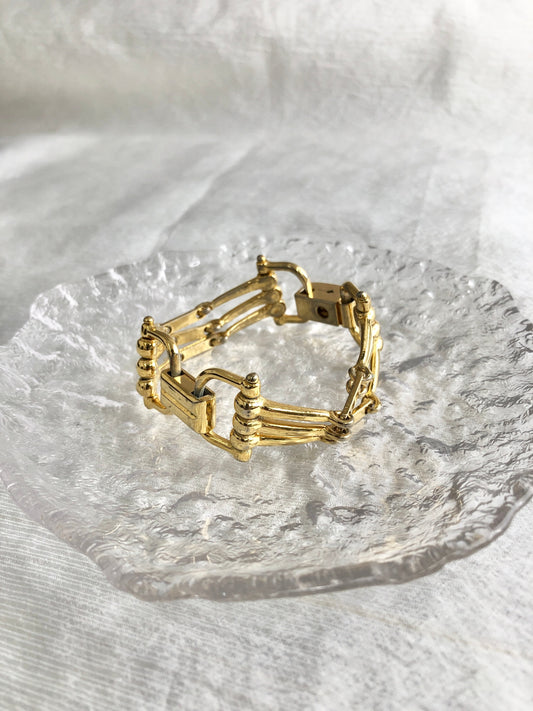 CELINE Horse Bit Bracelet Gold Vintage vyxeaa