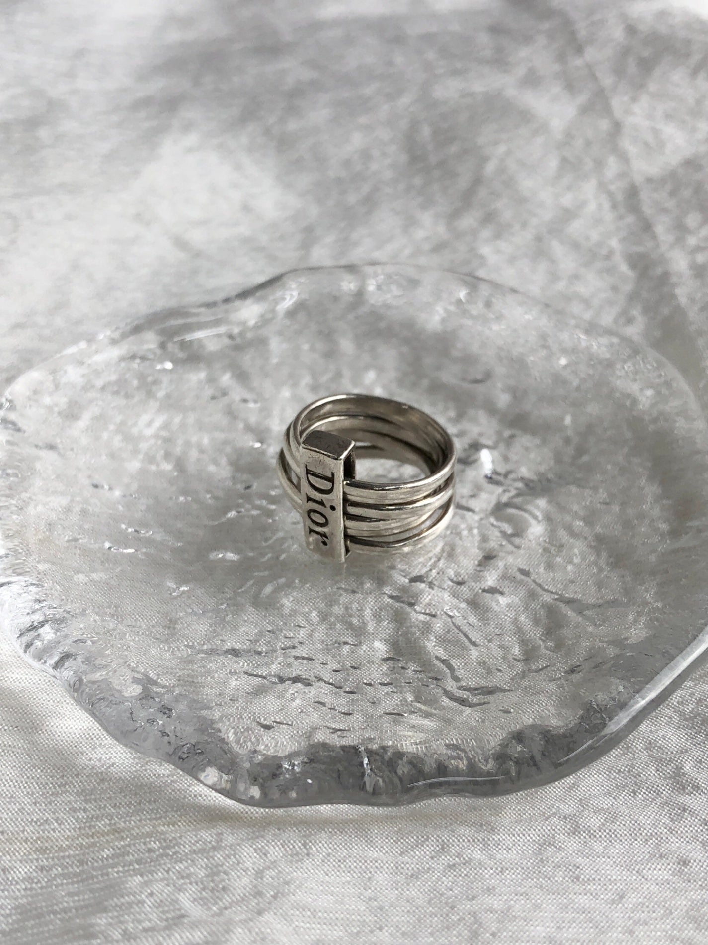 Christian Dior Logo Motif  Ring Silver Vintage cz33i5