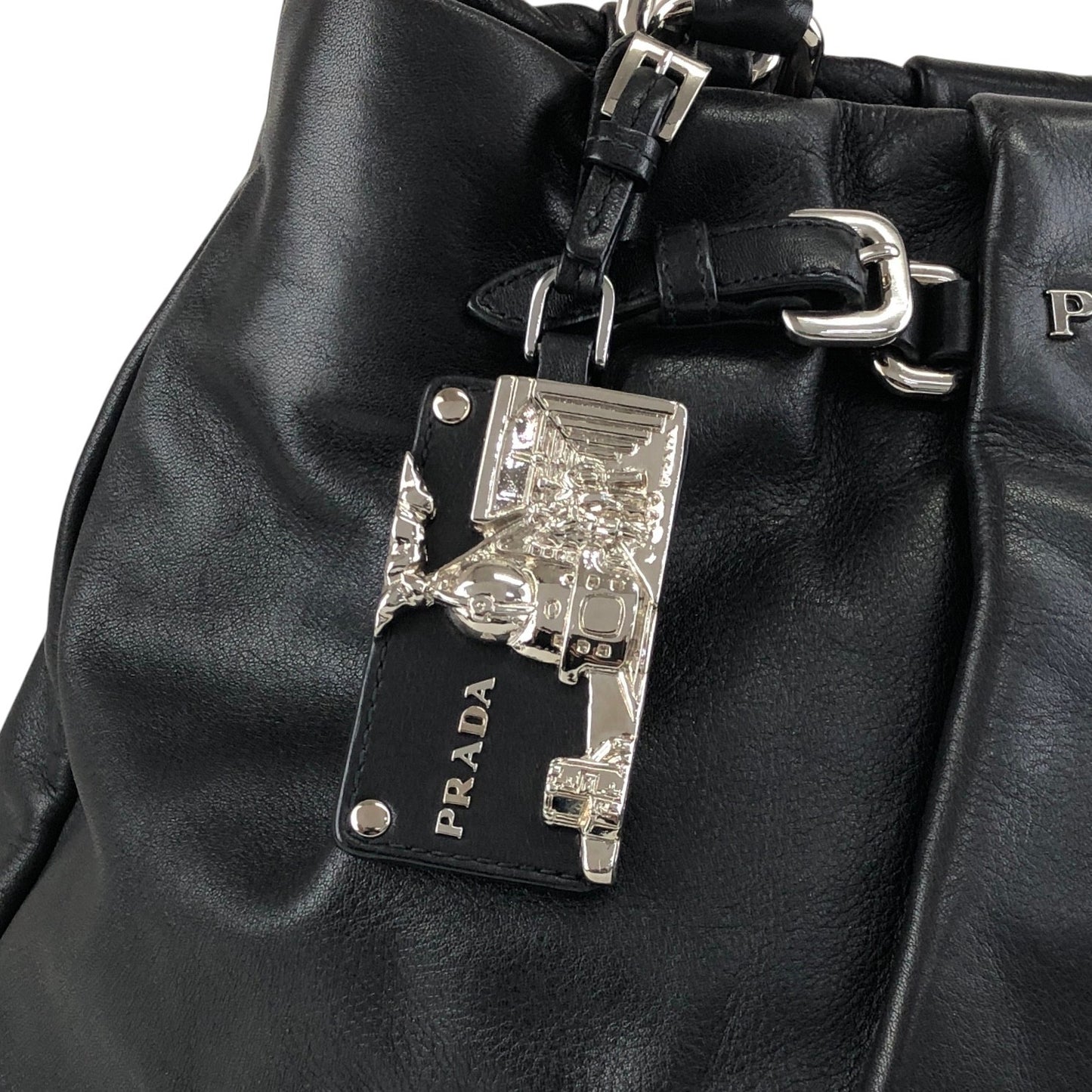 PRADA Logo Two-way Handbag Shoulder bag Black Vintage guwiir