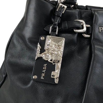 PRADA Logo Two-way Handbag Shoulder bag Black Vintage guwiir