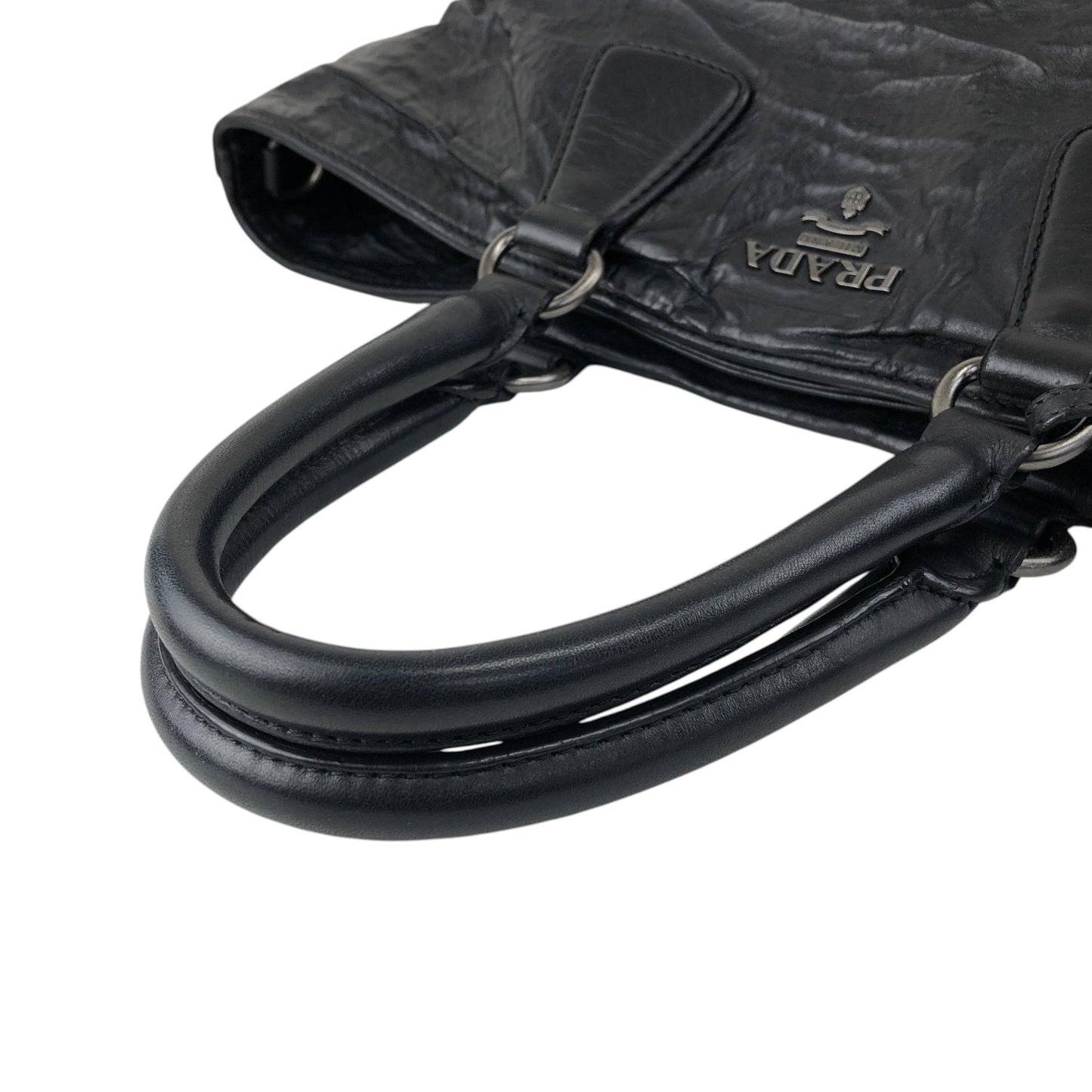 PRADA Logo Two-way Handbag Shoulder bag Black Vintage ctcsm5