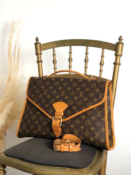 LOUIS VUITTON Monogram Front Buckle Two-way Handbag Shoulder bag Brown Vintage 5id2zj