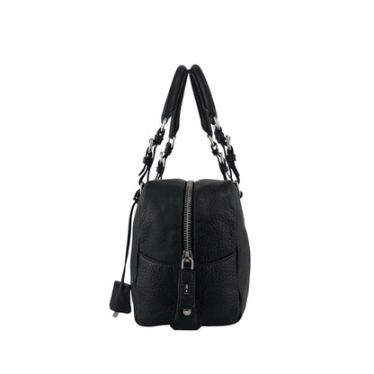 PRADA Logo Embossed Small Boston bag Handbag Black Vintage sdau3h