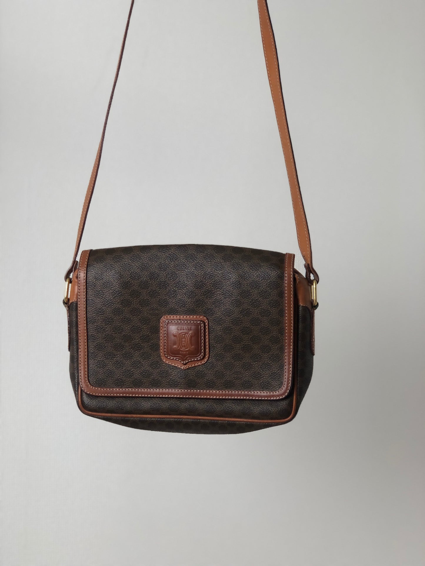 CELINE Macadam Blason Shoulder bag Brown Vintage wxpdhi