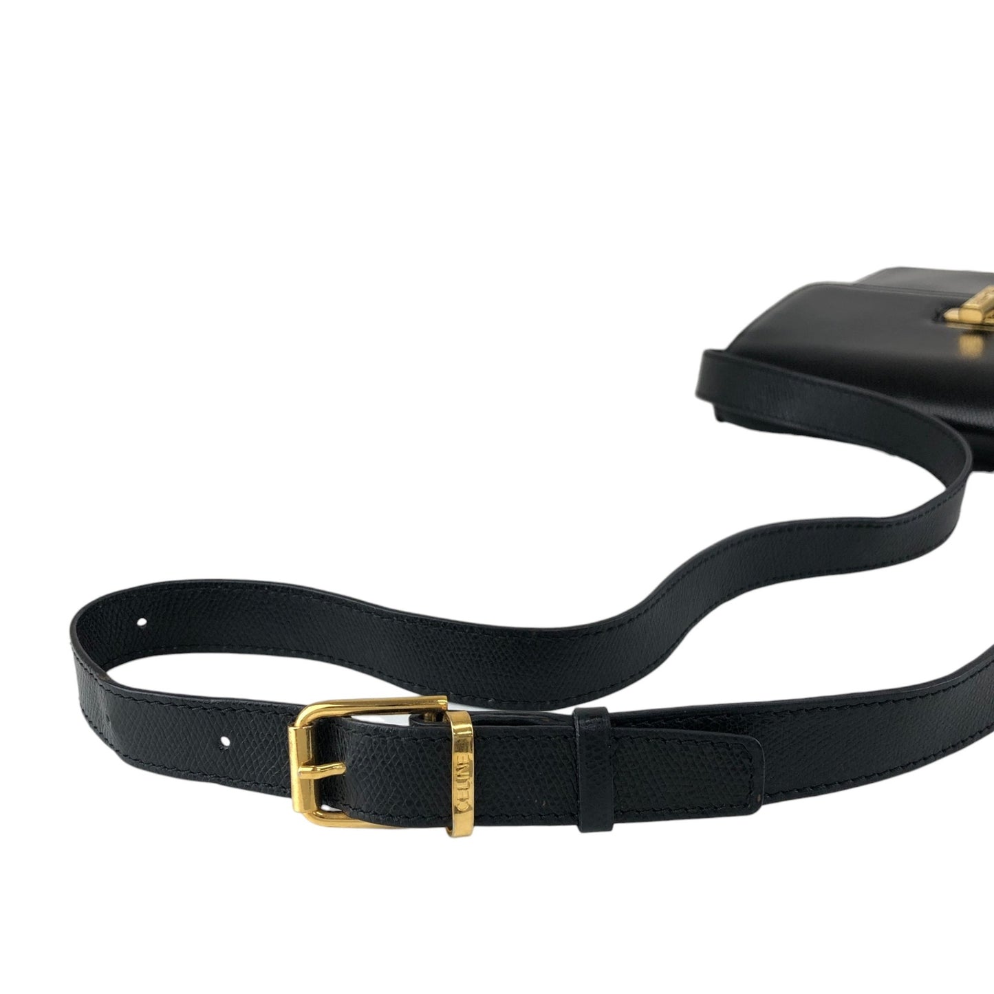 CELINE Turn Lock Shoulder bag Black Vintage txhccr