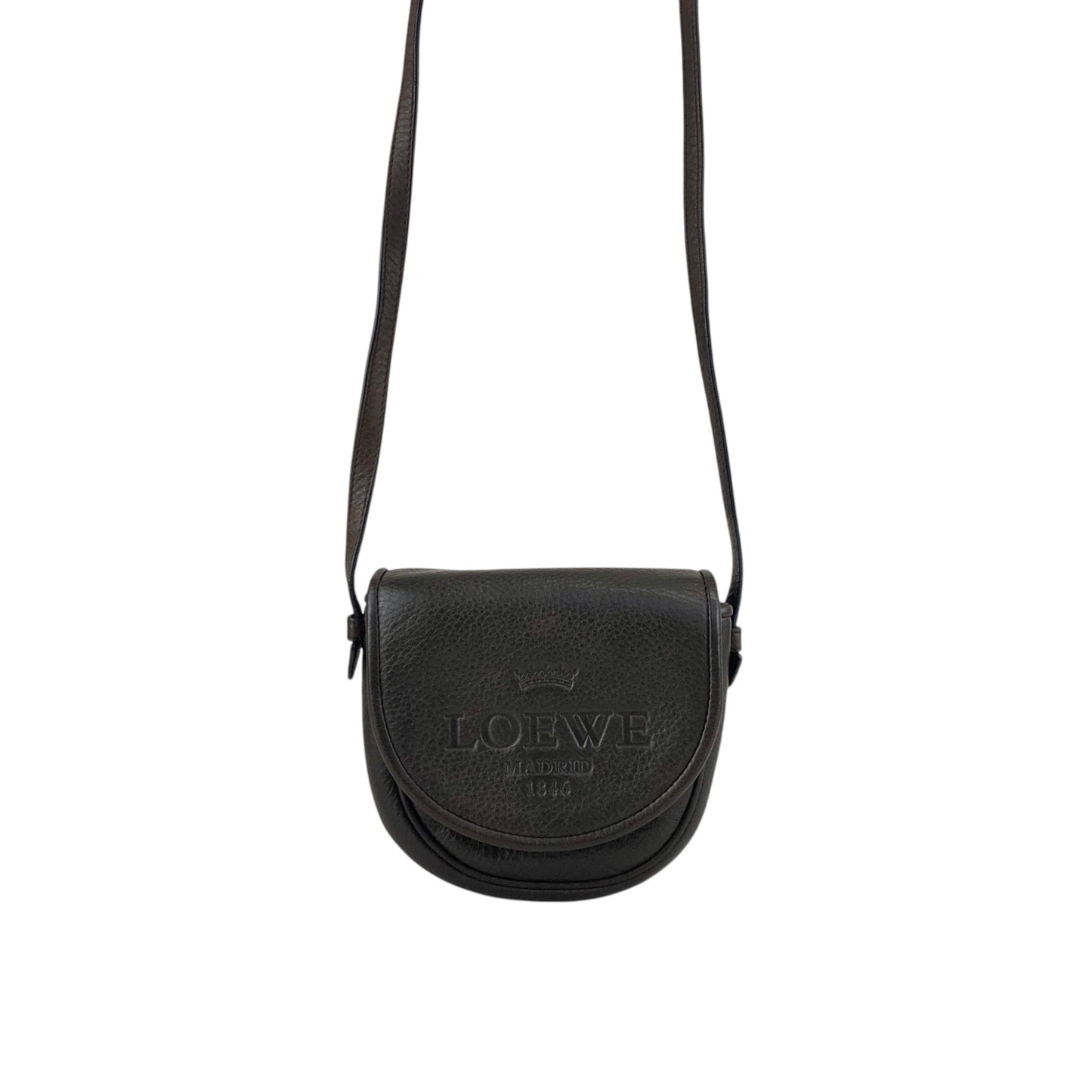 LOEWE Logo Embossed Small Shoulder bag Brown Vintage iavthk