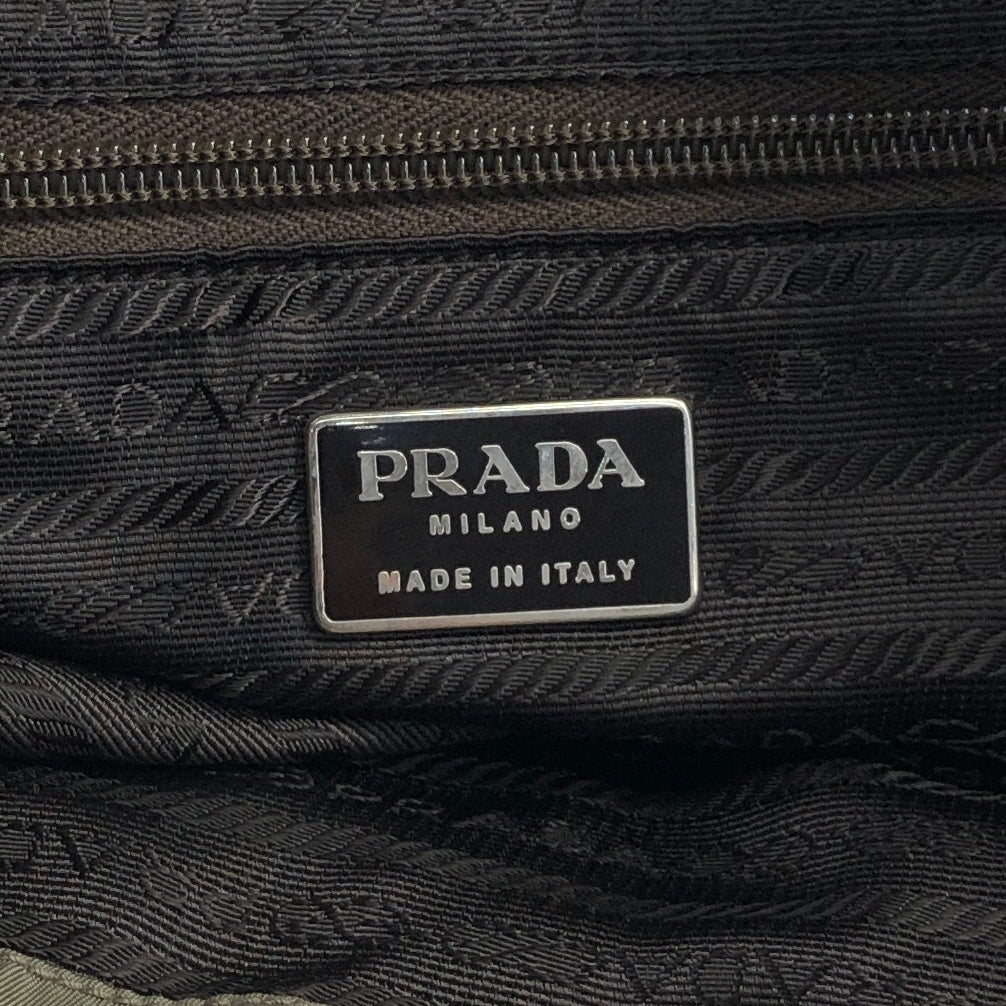 PRADA Triangle Logo Double Pocket Backpack Khaki Vintage ufdafe