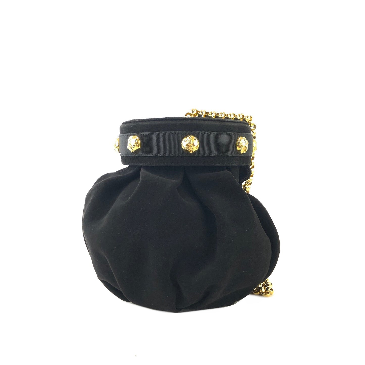 Salvatore Ferragamo Heels Motif  Suede Leather Small Shoulder bag Black Vintage n3mepg