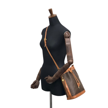 CELINE Macadam Blason Drawstring Shoulder bag Brown Vintage s6mkjn