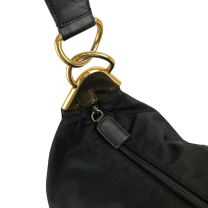 PRADA Triangle Logo Shoulder bag Hobobag Black Vintage u73w2i