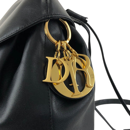 Christian Dior Logo Charm Backpack Black Vintage i8y5w2