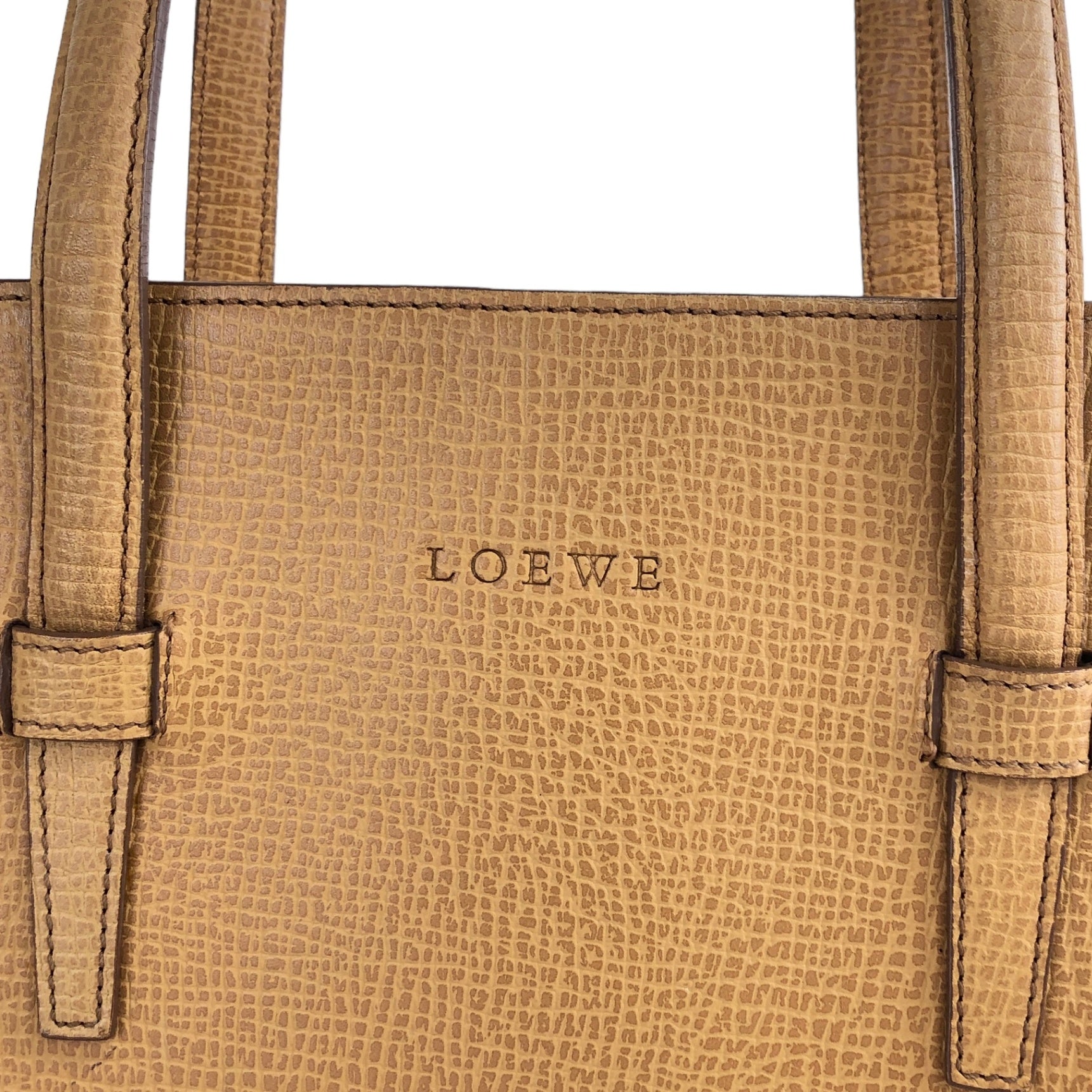 LOEWE Logo Two-way Handbag Shoulder bag Camel Vintage b8hesx
