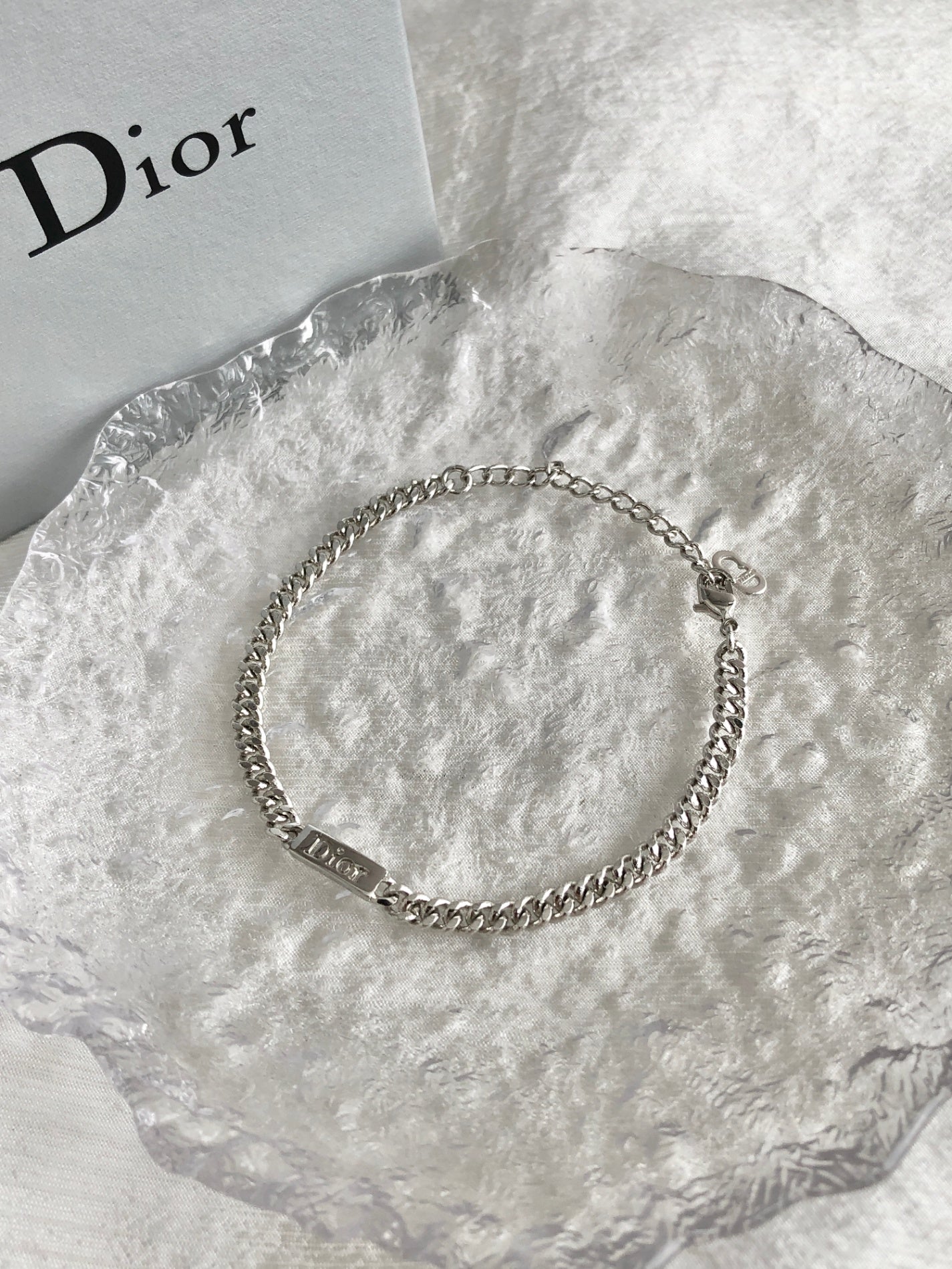 Christian Dior Logo Motif Bracelet Silver Vintage gpwvrz